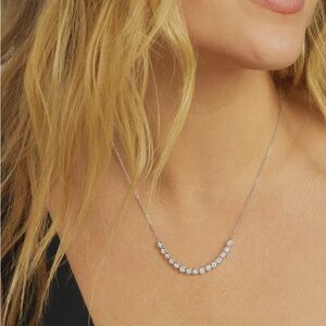 Melinda Maria Baroness Tennis Chain Necklace-  gold with white diamondettes